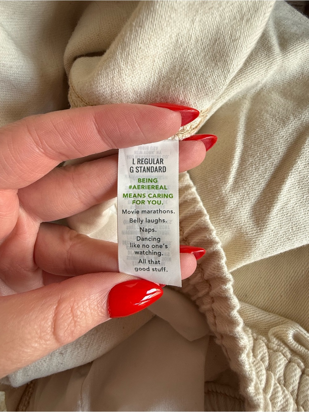 aerie Wide Leg Cargo Pants in Cream - Picture 5 of 5